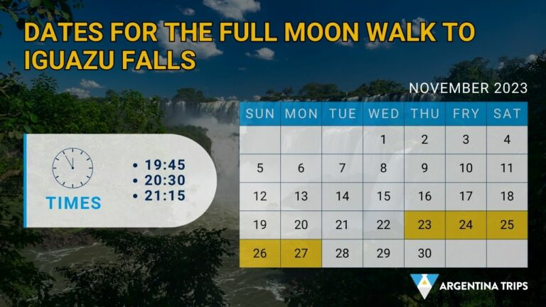 Dates for Full Moon Walk to Iguazu Falls in November 2023