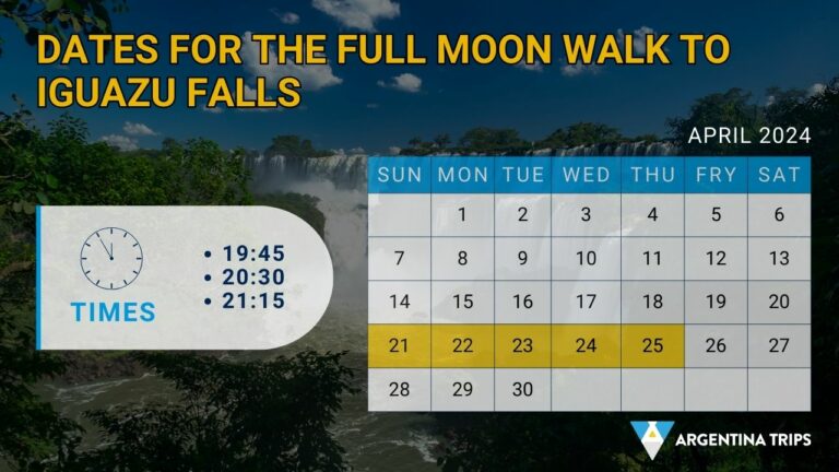 Dates for Full Moon Walk to Iguazu Falls in April 2024