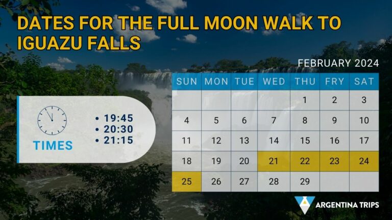 Dates for Full Moon Walk to Iguazu Falls in FEBRUARY 2024