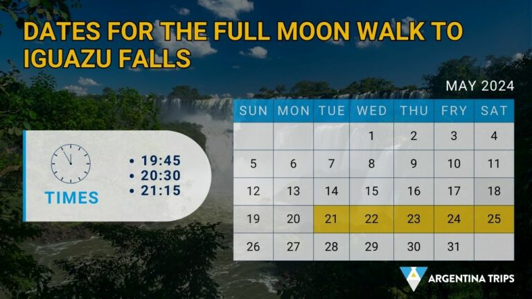 Dates for Full Moon Walk to Iguazu Falls in May 2024